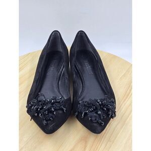 Vera Wang Black Beaded Suede Flats Womens Size 9M